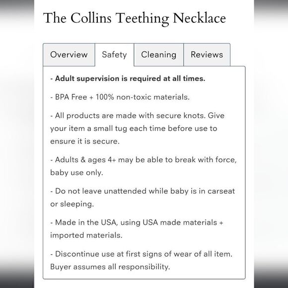 NWOT CHEWABLE CHARMS - The Collins Teething Necklace - Silicone/Beechwood/Satin - Picture 10 of 11